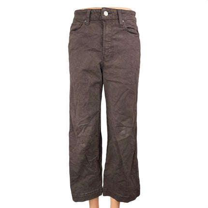 Paige Womens Brown High Waisted Straight Wide Leg Baggy Denim Jeans Pants Sz 26