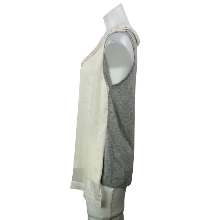 Robert Rodriguez Women's White Gray Sleeveless Scoop Neck Tank Top Size L