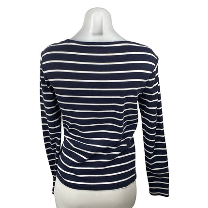 Tommy Hilfiger Women's Navy Blue Striped Logo Long Sleeve T Shirt Tee Top Size S