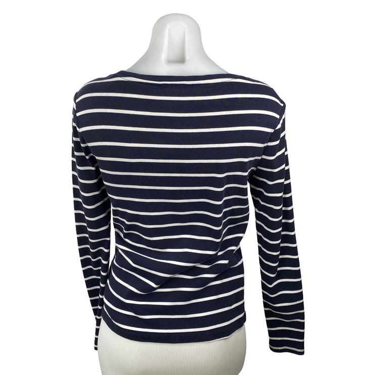 Tommy Hilfiger Women's Navy Blue Striped Logo Long Sleeve T Shirt Tee Top Size S