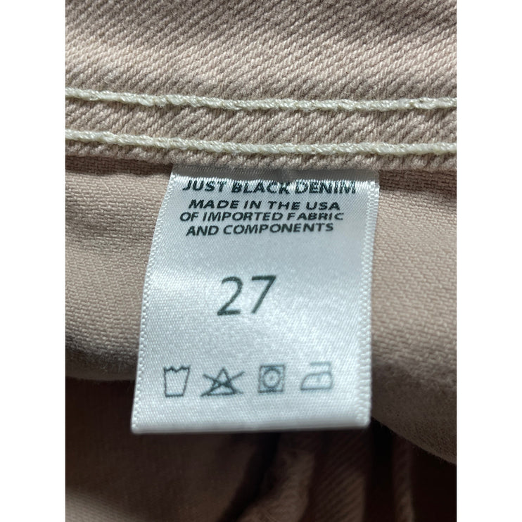 Just Black Denim JBD Womens Beige High Rise Frayed Hem Wide Leg Denim Jeans 27