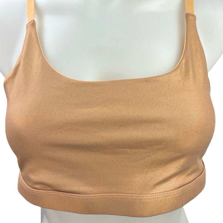 Fabletics Womens Gold Iridescent Metallic Racerback Sports Bra Crop Tank Top M