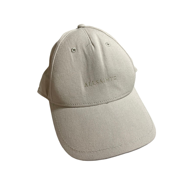 AllSaints Women's Cream Beige Logo Embroidered Strapback Baseball Cap Hat OS