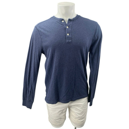 J.Crew Men's Navy Blue Long Sleeve Henley Crew Neck Basic T Shirt Tee Top Size L