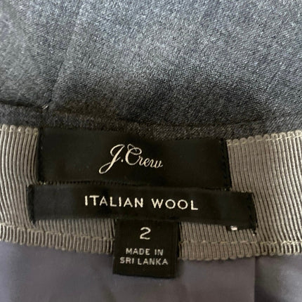 J.Crew Dark Gray Wool High Waist Zipper Knee Length Straight Pencil Skirt Size 2