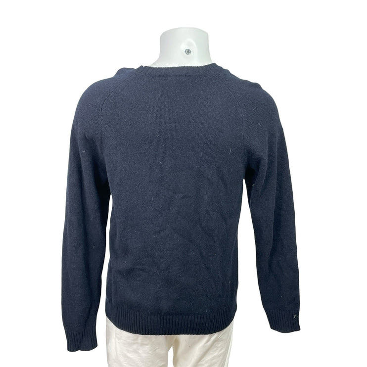 Uniqlo 100% Wool Men's Blue Knitted Long Sleeve Crew Neck Sweatshirt Sweater M