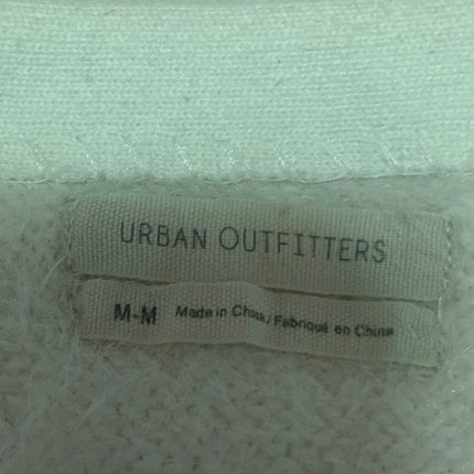 Urban Outfitters Cream Sleeveless Faux Fur Tie Strap Knit Crop Tank Top Size M