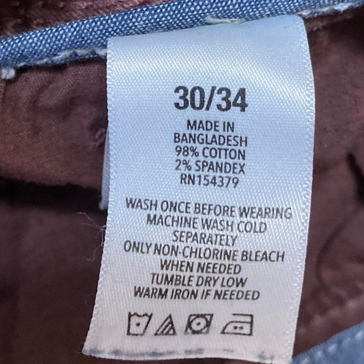 Aeropostale Men's Brown High Rise Skinny Chino Khaki Trousers Pants Size 30/34