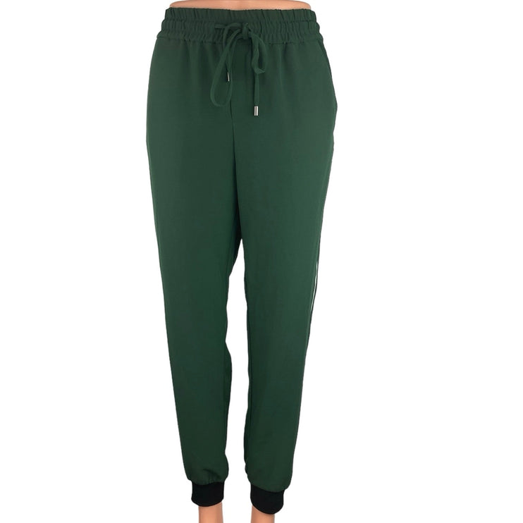 Zara Trafaluc Green Side Striped Elastic Waist Drawstring Sweatpants Jogger Sz M