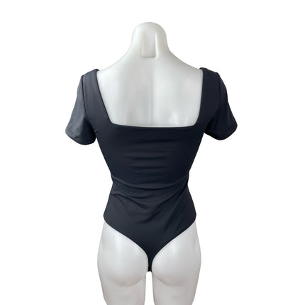 Aritzia Babaton Black Short Sleeve Square Neck Thong T Shirt Tee Bodysuit Top M