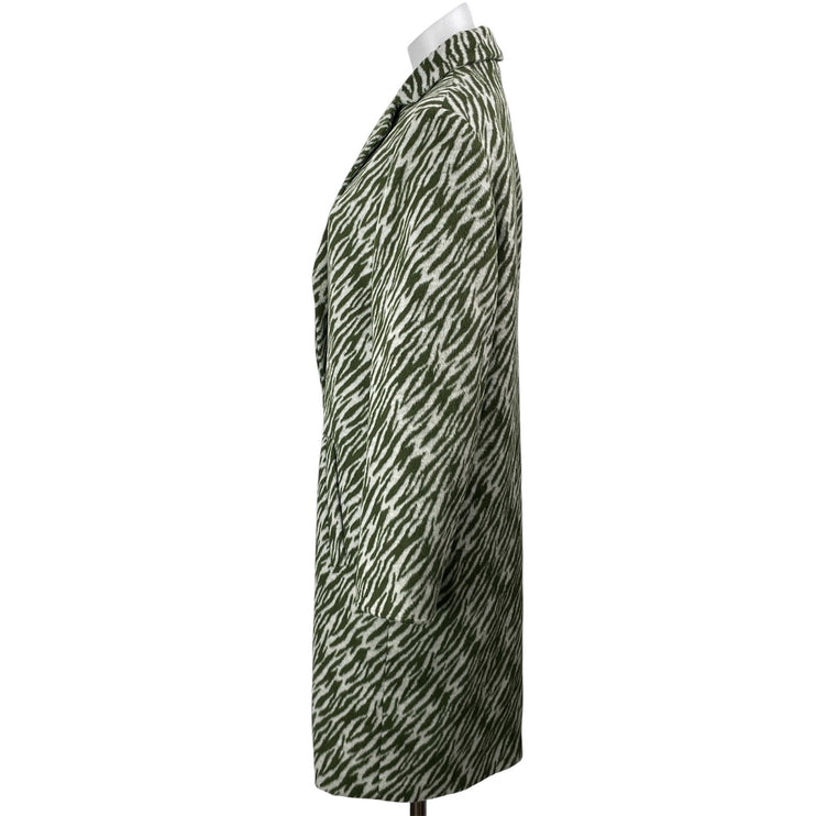 GIANNI FERAUD Womens Green Animal Print Single Breasted Over Coat Jacket Sz 10