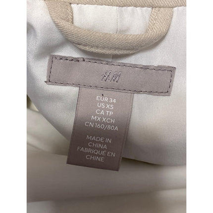H&M Women's Cream Long Sleeve Notch Lapel One Button Blazer Suit Jacket Size XS