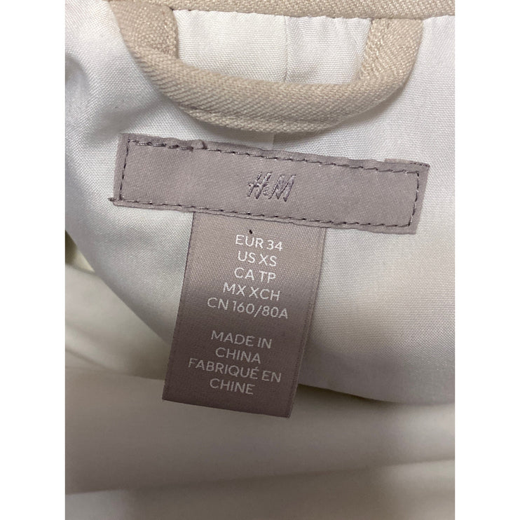 H&M Women's Cream Long Sleeve Notch Lapel One Button Blazer Suit Jacket Size XS