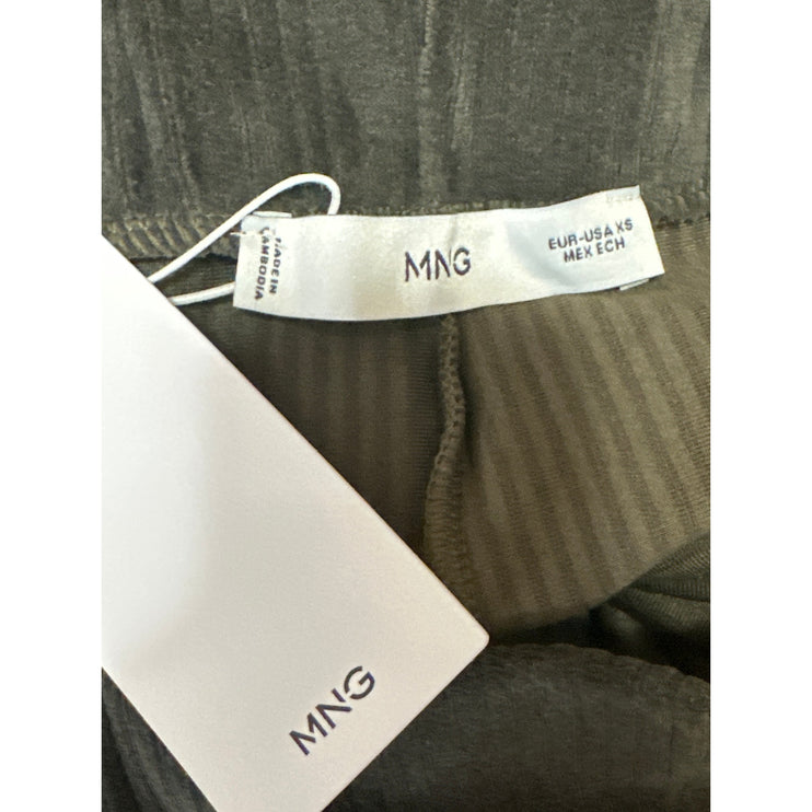 MNG Mango Women's Green High Waisted Relaxed Straight Trousers Pants XS