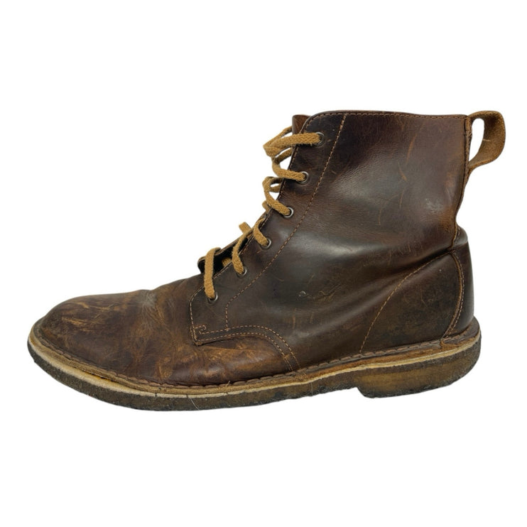 Clarks Originals Desert Mali Brown Leather Lace Up Distressed Ankle Boots Sz 9M