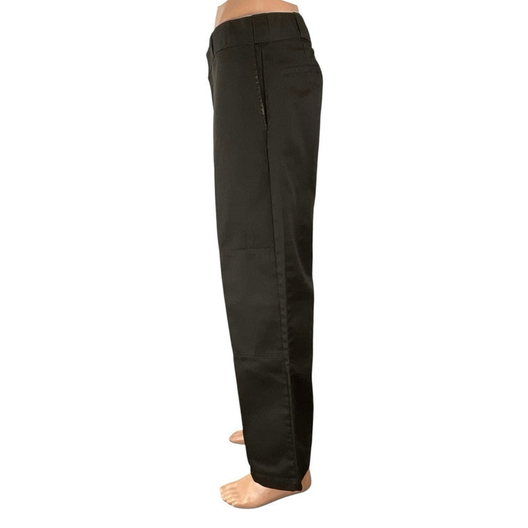 Dickies Double Knee Brown High Rise Loose Straight Work Trousers Dress Pants 34