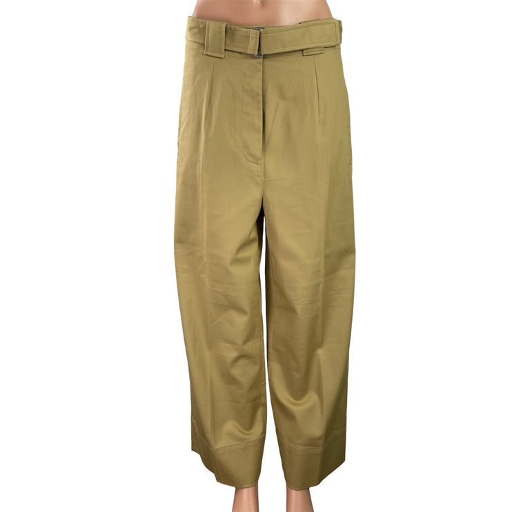 NEW Banana Republic Oceanside Tan Wide Leg Belt Cropped Trousers Pants Size 8