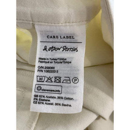 & Other Stories Women's White Pleated High Rise Wide Leg Trousers Pants Size 4