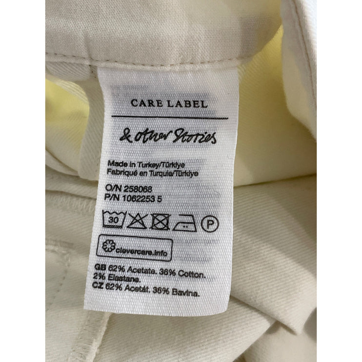 & Other Stories Women's White Pleated High Rise Wide Leg Trousers Pants Size 4