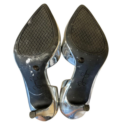 Jessica Simpson Women's Silver Metallic D'Orsay Stiletto Pointed Pump Heels 6.5
