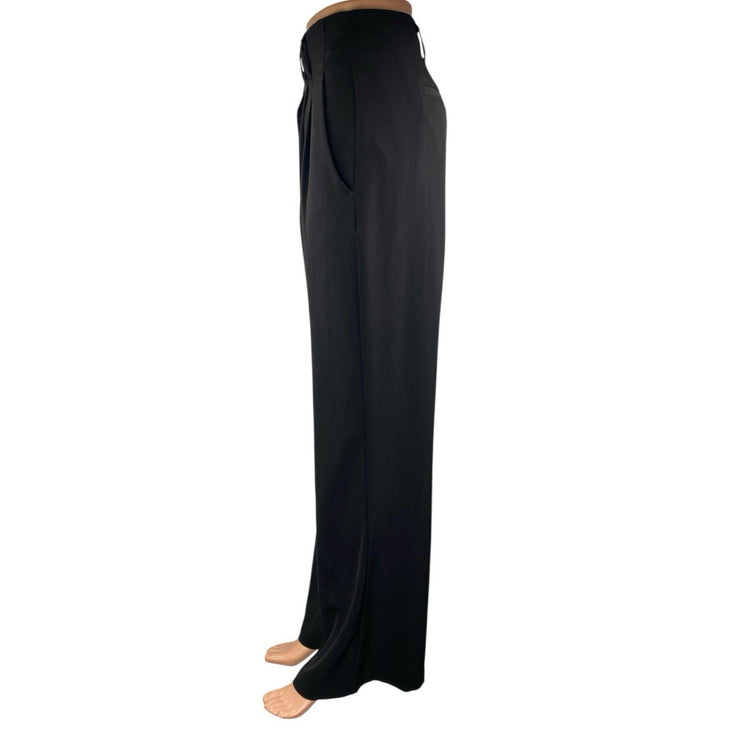 Weekend Women's Black Pleated Hign Waisted Wide Leg Trousers Dress Pants Size L