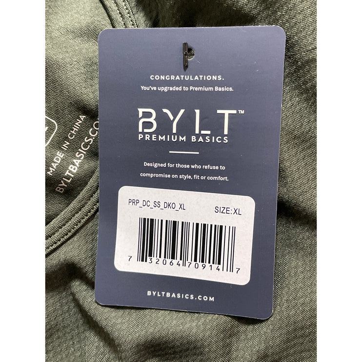 NEW BYLT Drop Cut Men's Green Short Sleeve Athletic Activewear Tee T-Shirt Top S