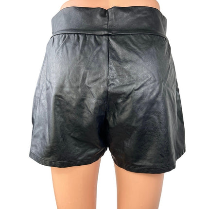 Commando Women's Black Faux Leather Vegan High Waisted Mini Shorts Size S