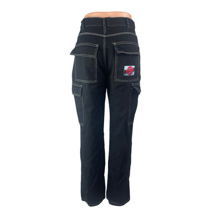 Forever 21 Women's Black High Rise Utility Straight Leg Cargo Denim Jeans Size S