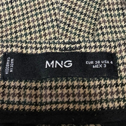 MNG Mango Womens Brown Tan Houndstooth High Waist Trousers Dress Pants Size 4MN