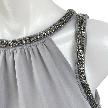 Express Gray Beaded Jeweled Rhinestone Sleeveless Cami Blouse Tank Top Size S