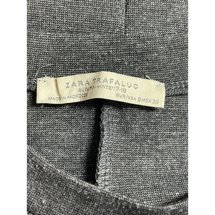 Zara Trafaluc Women's Gray Striped Long Sleeve Knit T Shirt Midi Dress Size S