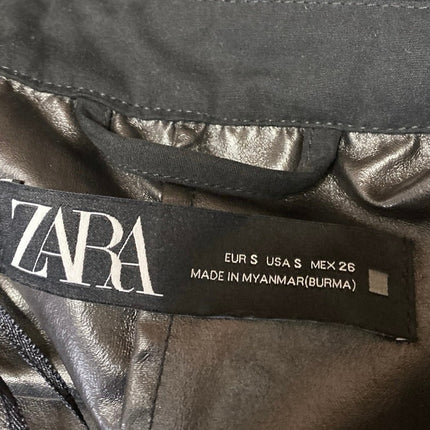 Zara Women's Black Long Sleeve Collared Button Up Trench Coat Jacket Size S