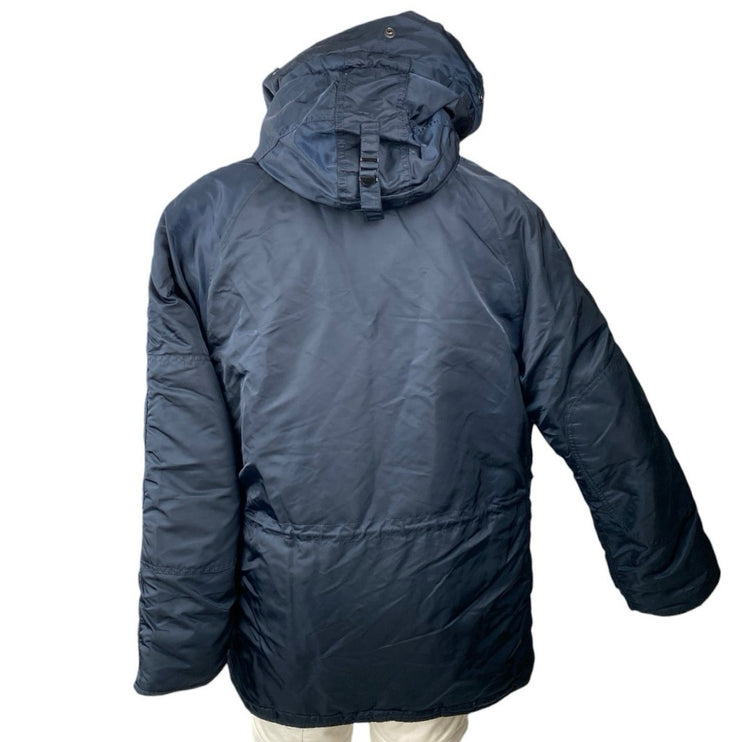 Alpha Industries Black Hooded Long Sleeve Pocket Snorkel Parka Coat Jacket Sz M