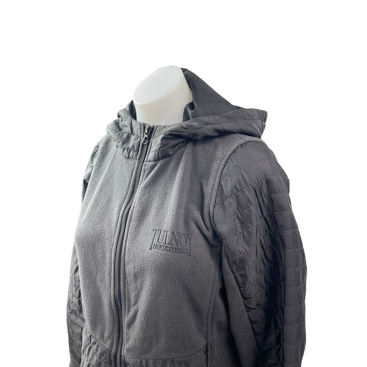 Vantage Gray Quilted Full Zip Long Sleeve Hooded Running Athletic Coat Jacket M