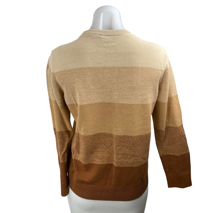Place Women's Tan Brown Colorblock Stripe Ombre Long Sleeve Sweater Top 10/12