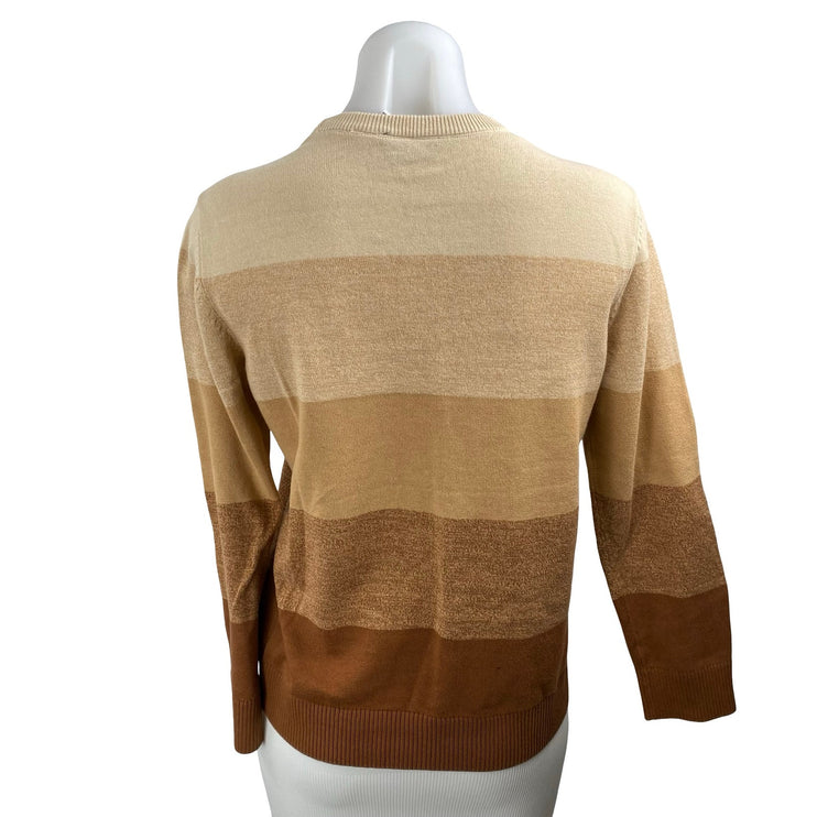 Place Women's Tan Brown Colorblock Stripe Ombre Long Sleeve Sweater Top 10/12