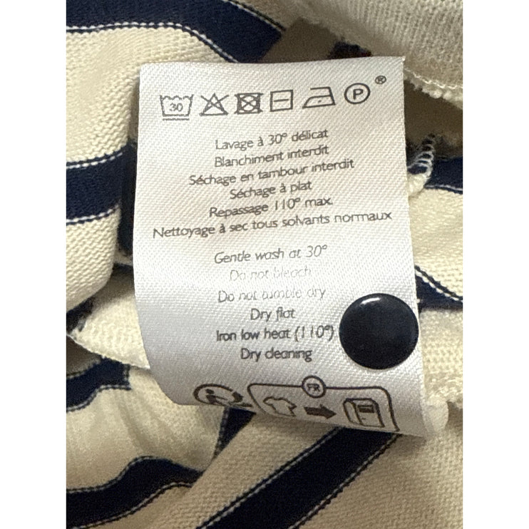 Sezane Women's Cream Navy Blue Striped Knit Long Sleeve T Shirt Tee Top Size XS
