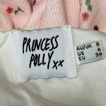 Princess Polly Pink Floral Sleeveless Strapless Bandeau Mini Bodycon Dress Sz 4