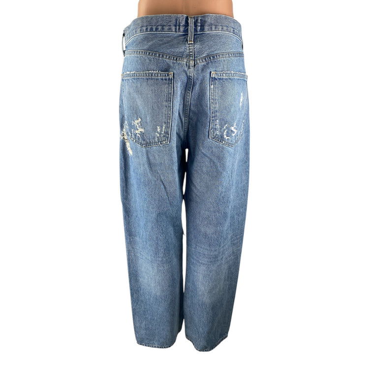 Agolde 90s Women's Blue Distressed Baggy High Rise Straight Denim Jeans Size 30