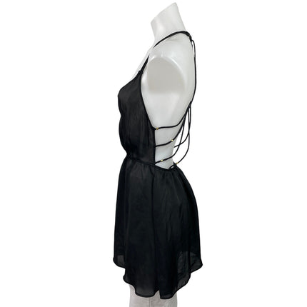 Victoria's Secret Black Sleeveless Strappy Back V Neck Lingerie Teddy Dress S