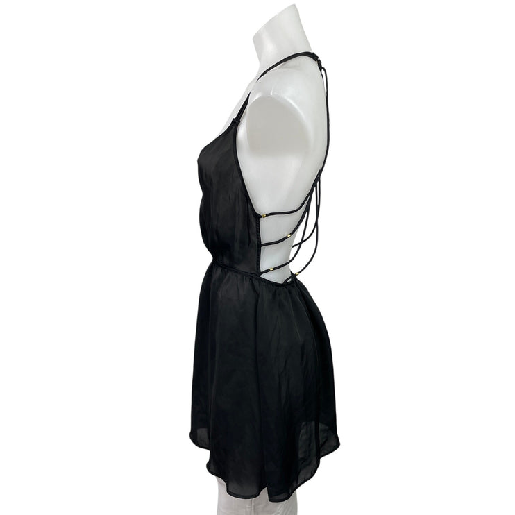 Victoria's Secret Black Sleeveless Strappy Back V Neck Lingerie Teddy Dress S