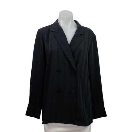 Banana Republic Women's Black Double Breasted Striped Shirt Blazer Coat Jacket S