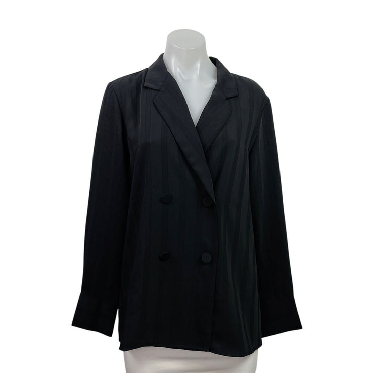 Banana Republic Women's Black Double Breasted Striped Shirt Blazer Coat Jacket S