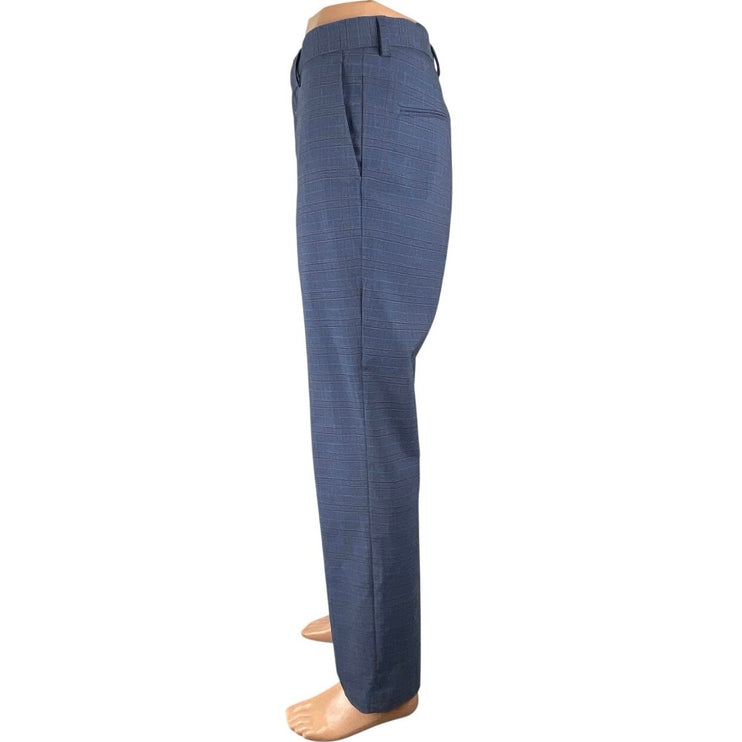 H&M Men's Blue Plaid Slim Fit Formal Evening Chino Trousers Dress Pants Size 34R