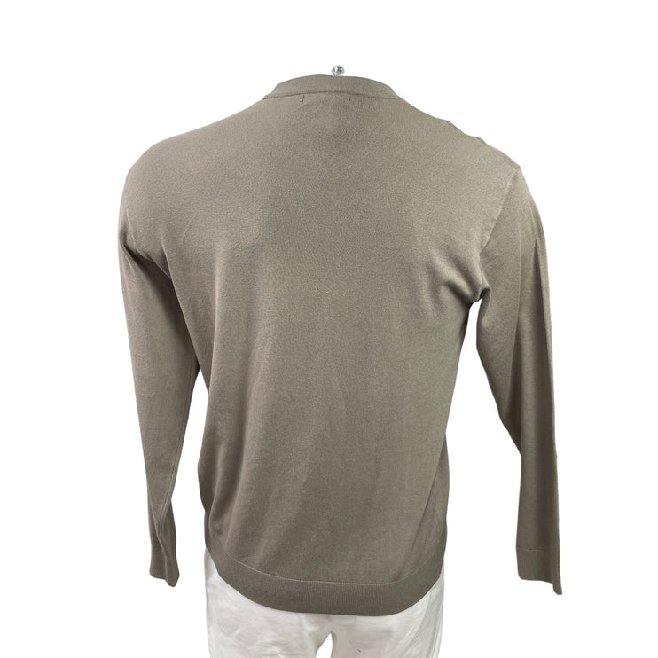 Zara Men's Tan Knit Long Sleeve Crew Neck Pullover Sweatshirt Sweater Top Size M1`