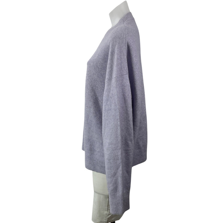 Zara Women's Heather Gray Long Sleeves Knit Relaxed Crew Pullover Sweater Top M