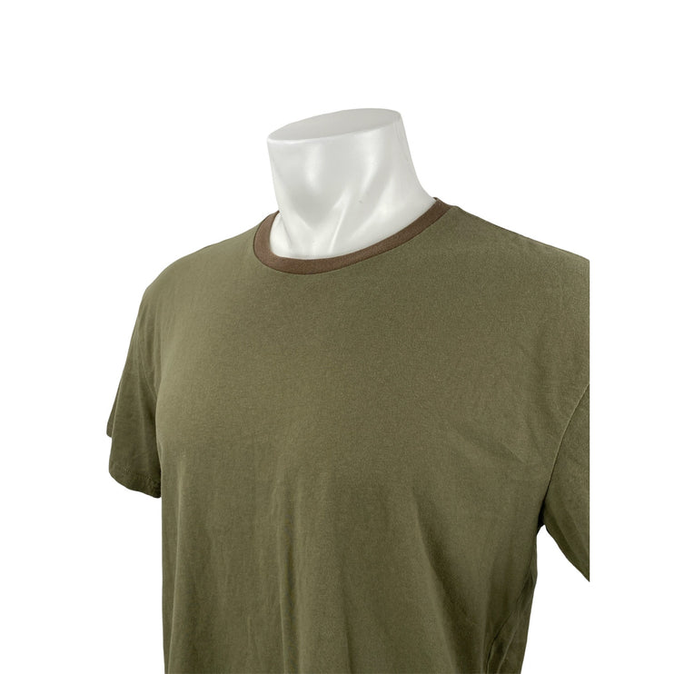True Classic Mens Army Green Crew Neck Basic Short Sleeve T Shirt Tee Top Size L