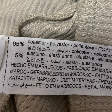 Zara Beige Tan Ribbed Knit High Waisted Pull On Bootcut Flared Pants Size S