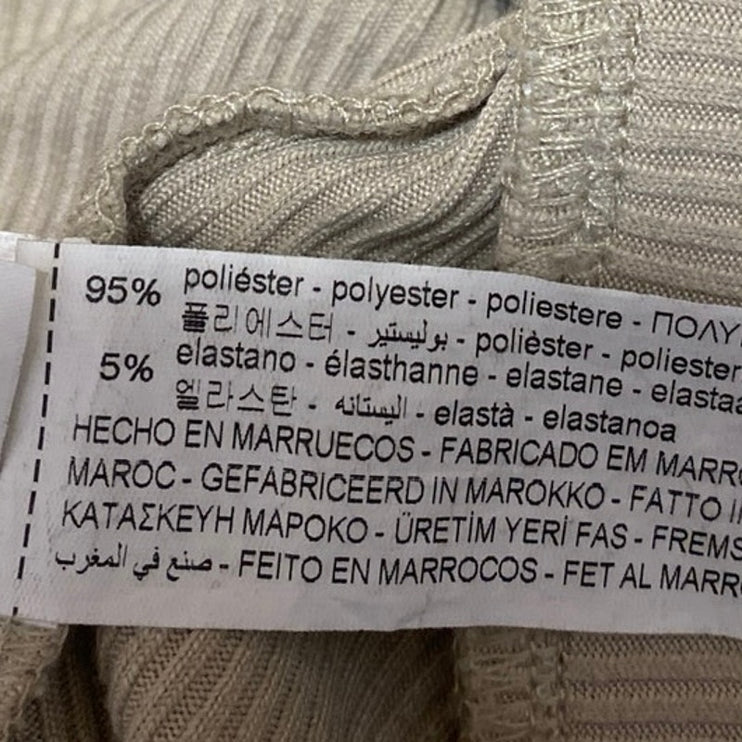 Zara Beige Tan Ribbed Knit High Waisted Pull On Bootcut Flared Pants Size S