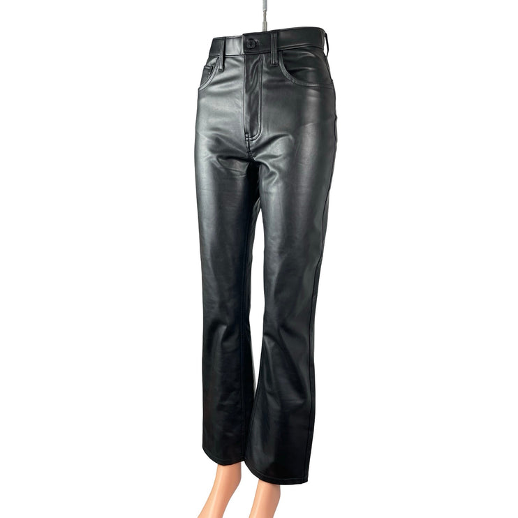 Abercrombie & Fitch 90s Straight Ultra High Rise Black Faux Leather Trousers 2